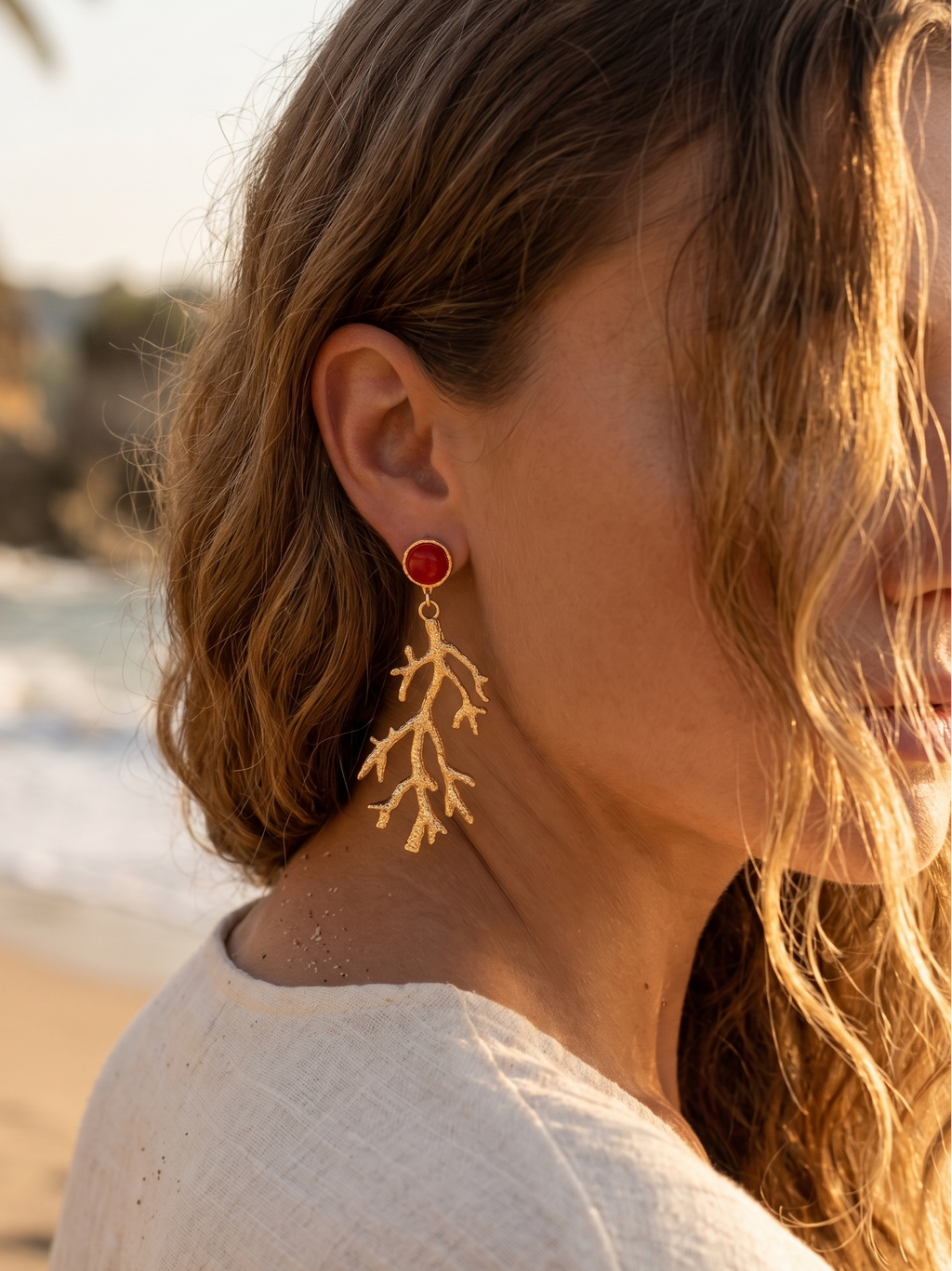 Mediterranea Coral Earrings